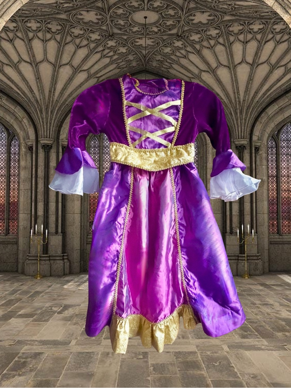 Purple Gold Princess Dress Kids Costume size 3-4